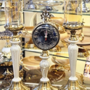 شمعدان جفتی زیتونی کرم کد : K 1525