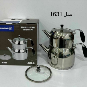 کتری و قوری روهمی تمام استیل بسیار شیک برند با کیفیت کرکماز حک شده