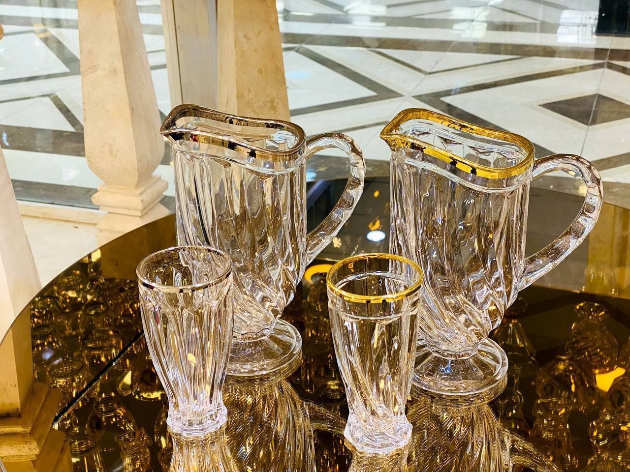 پارچ و لیوان لب طلا پلاتین و گل رز - تصویر 7