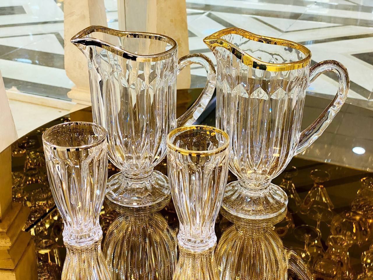 پارچ و لیوان لب طلا پلاتین و گل رز - تصویر 3
