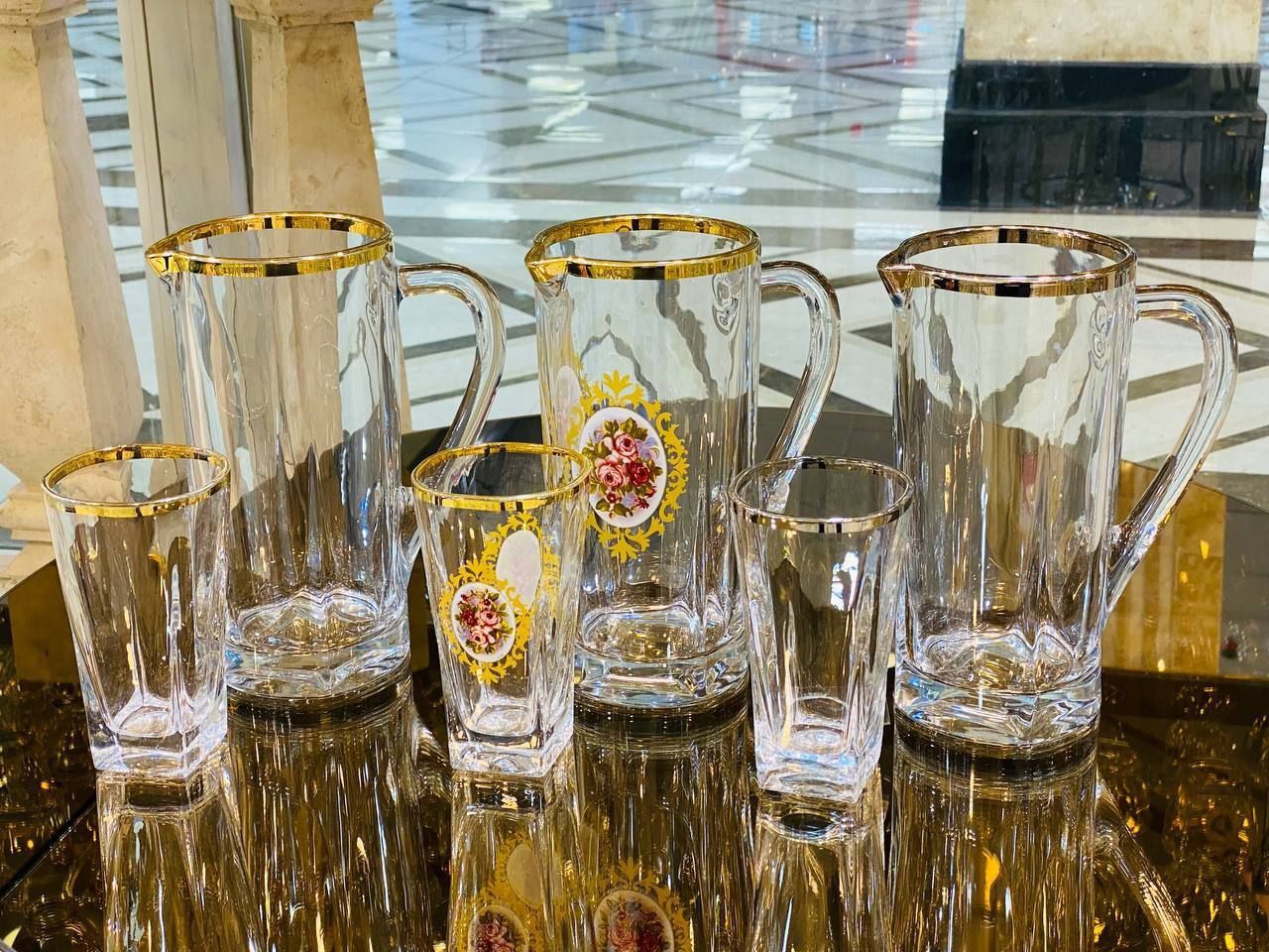 پارچ و لیوان لب طلا پلاتین و گل رز - تصویر 6