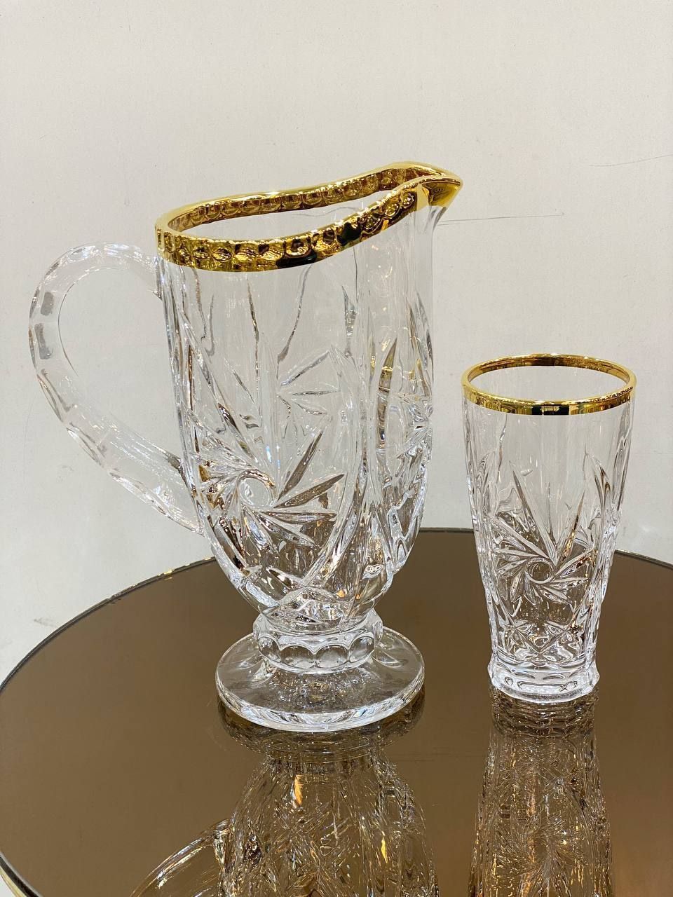 پارچ و لیوان لب طلا پلاتین و گل رز