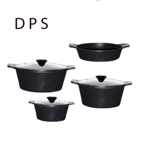 سرویس قابلمه دی پی اس DPS 7پارچه چدن داخل گرانیتی ورق ضخیم 3میل در رنگبندی مشکی 