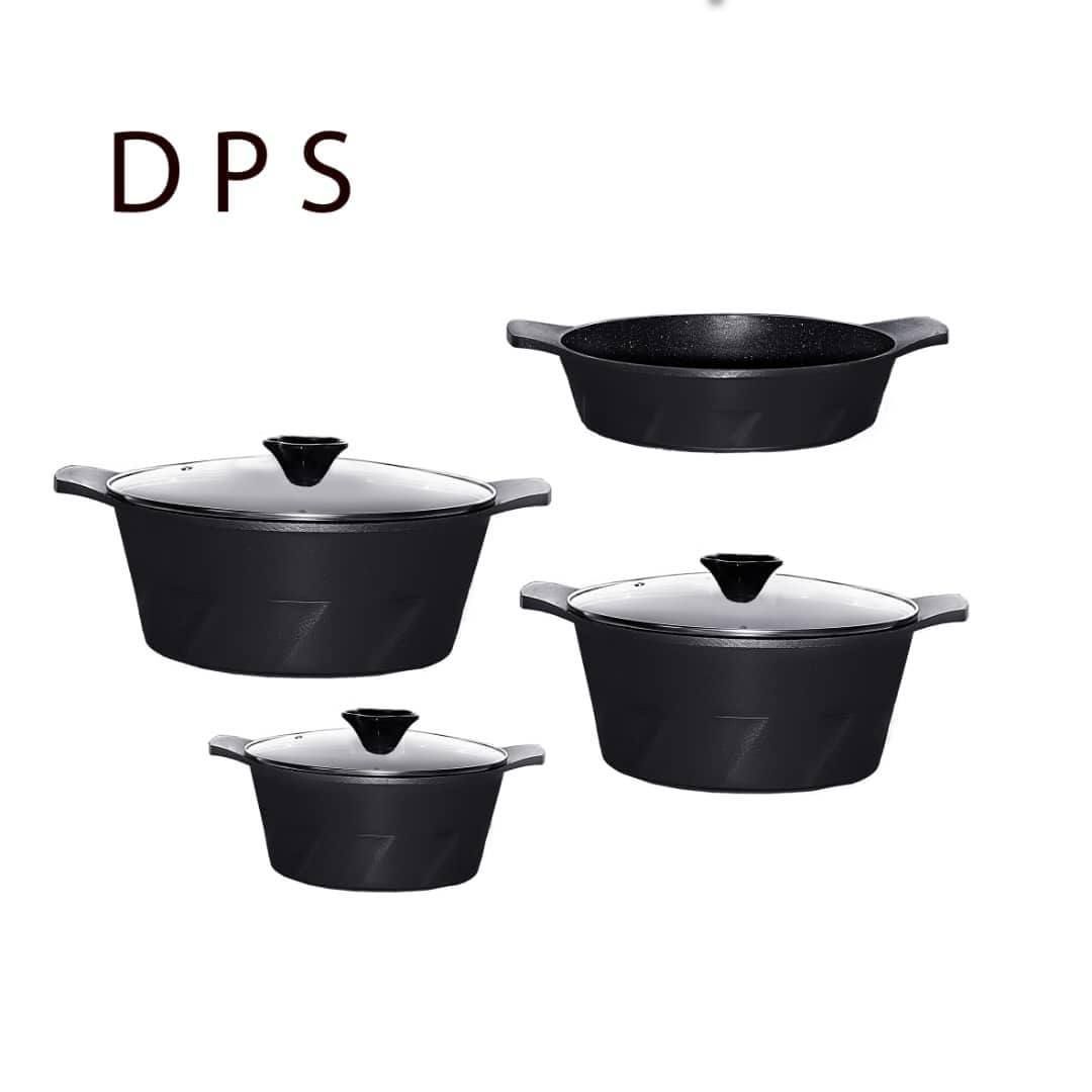 سرویس قابلمه دی پی اس DPS 7پارچه چدن داخل گرانیتی ورق ضخیم 3میل در رنگبندی مشکی