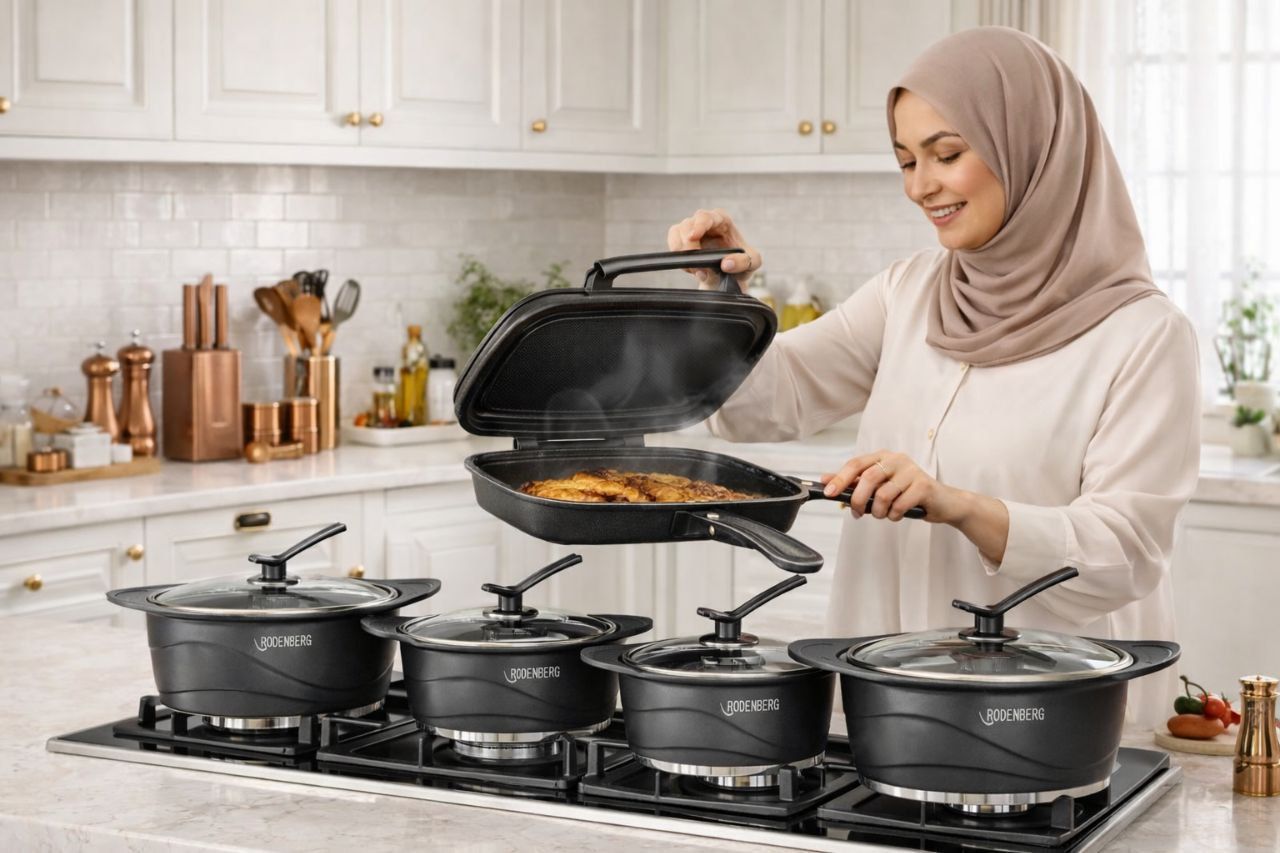 سرویس قابلمه رودنبرگ12پارچه چدن گرانیت مدل موج - تصویر 3