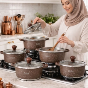 سرویس قابلمه رودینا 10پارچه چدن دو طرف گرانیت