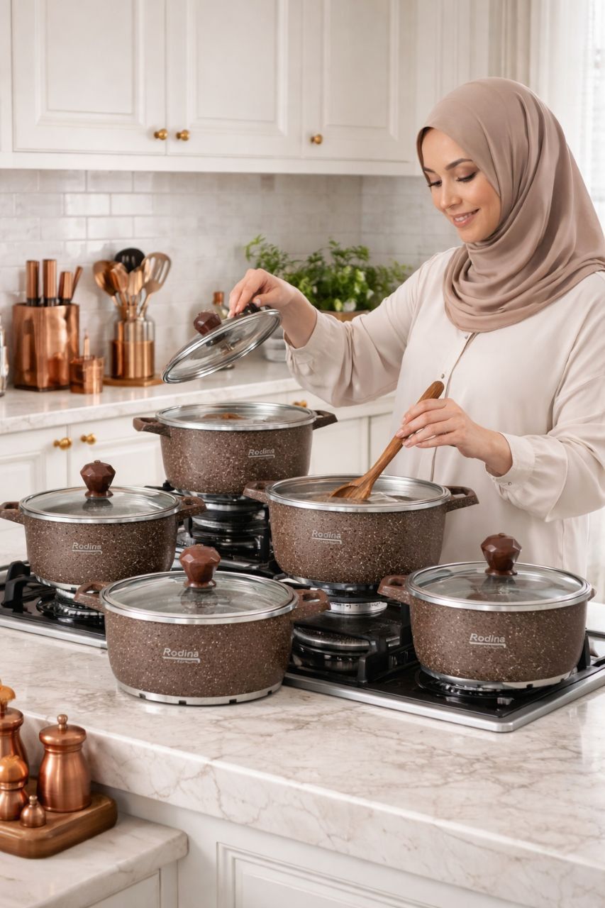 سرویس قابلمه رودینا 10پارچه چدن دو طرف گرانیت
